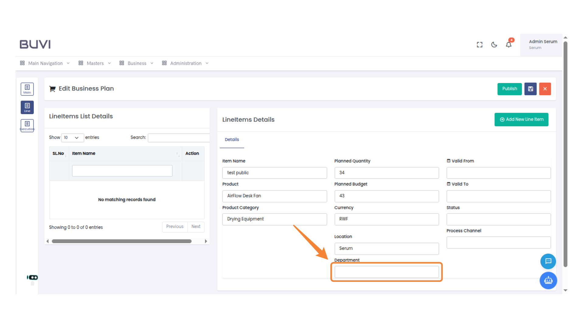 Input Department Name