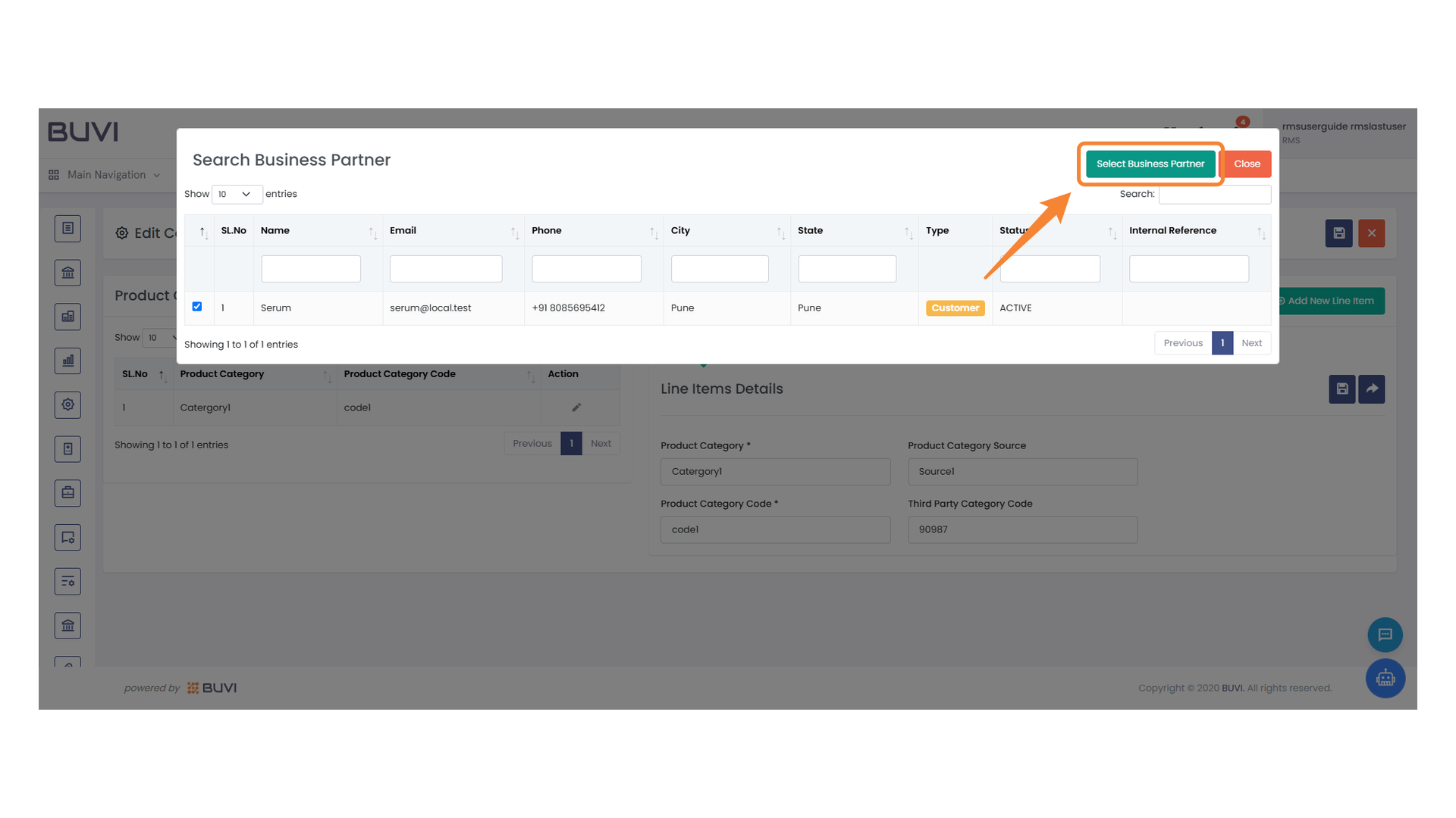 Select Business Partner Button
