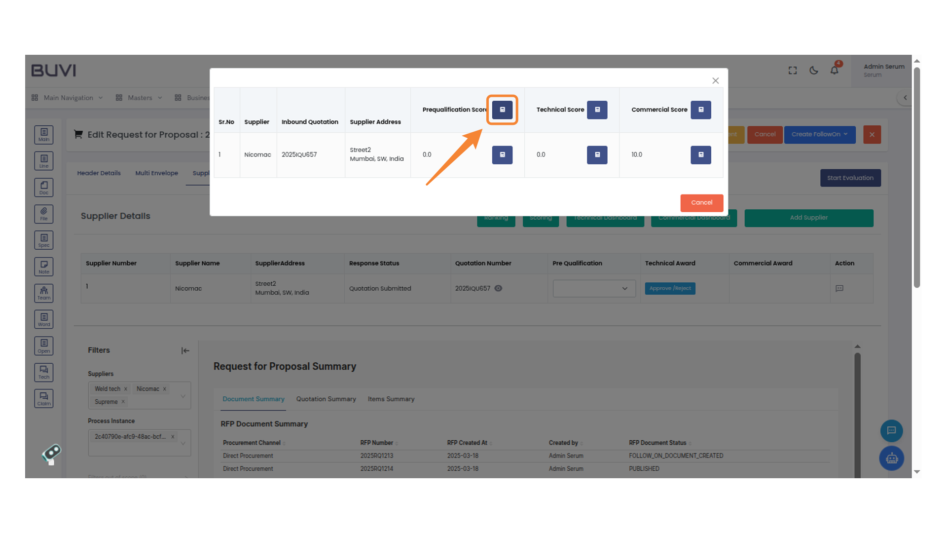 Prequalification Score Input Field