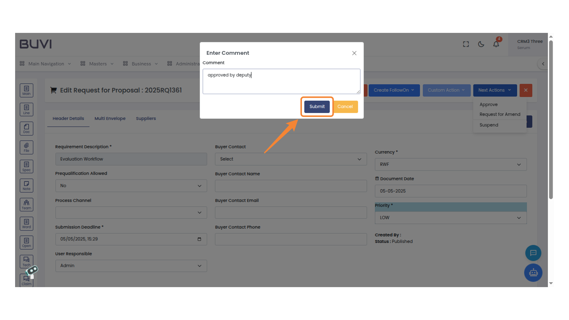 Comment Submission Button