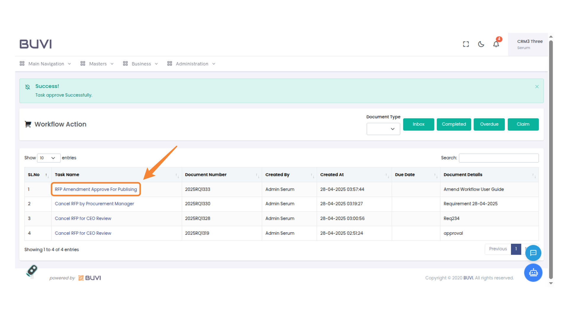 Task Approval Highlight