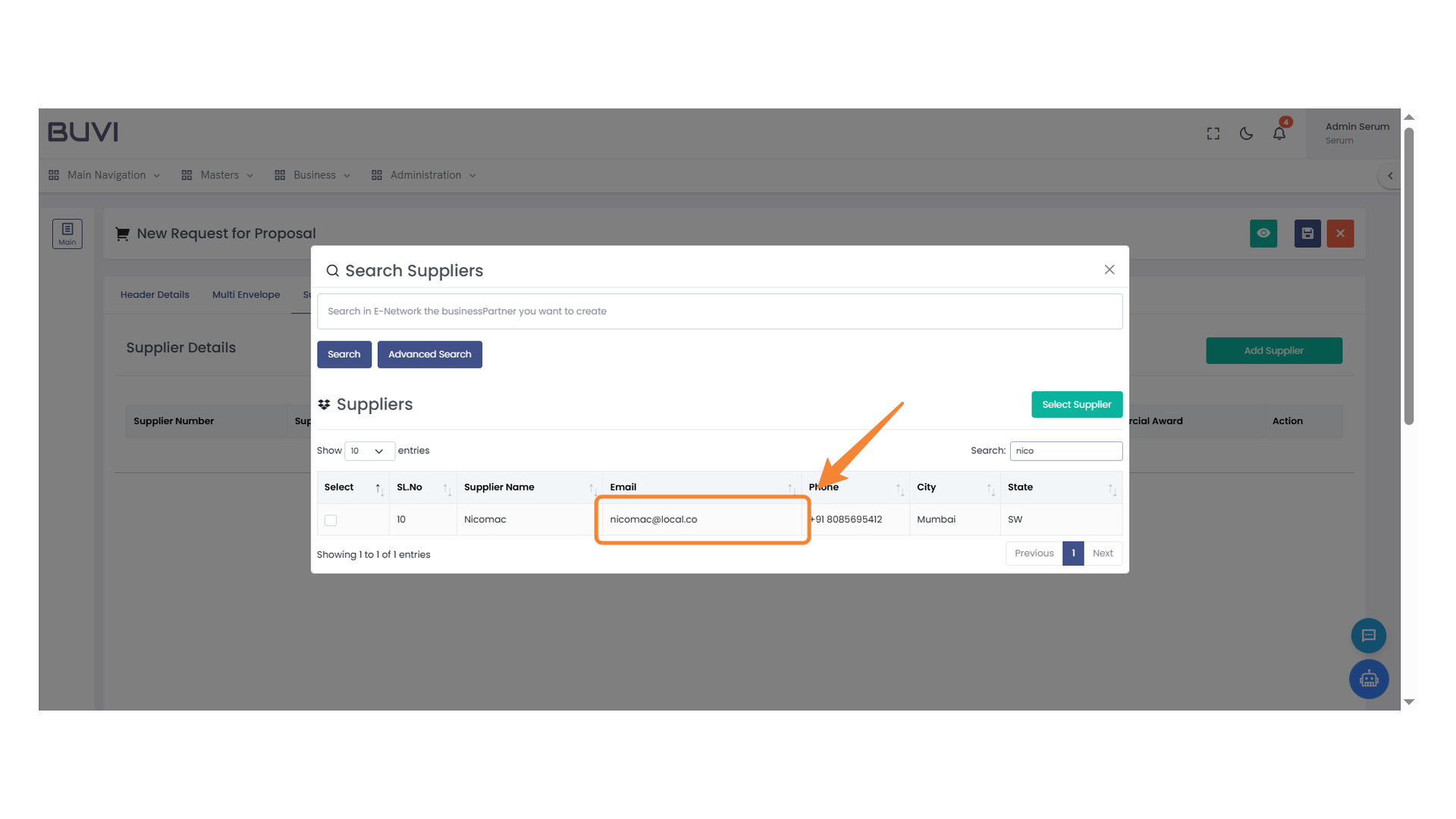 Supplier Email Highlight