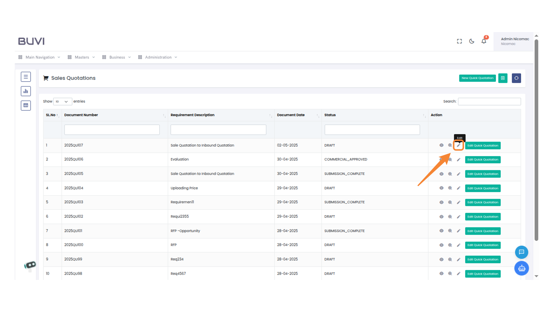 Edit Quotation Button