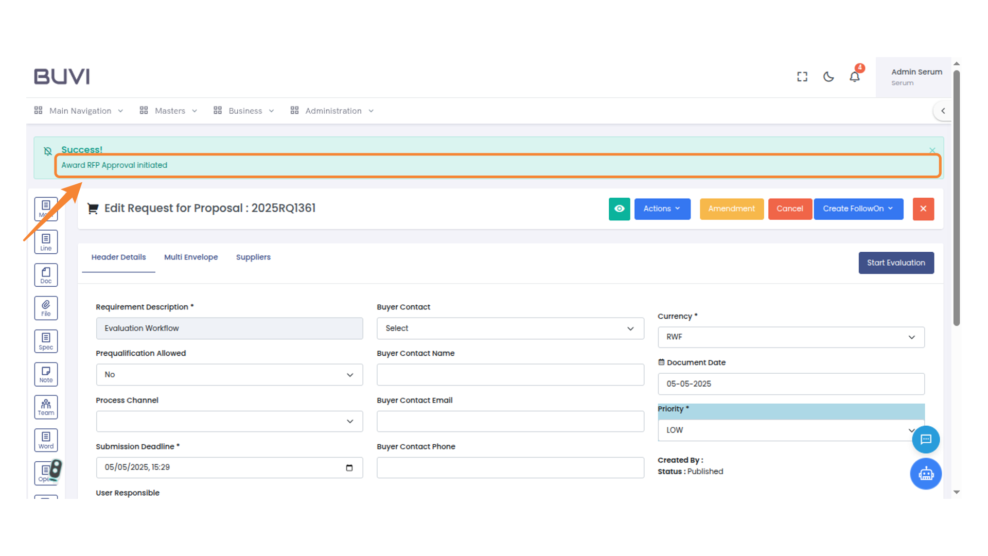 RFP Approval Notification