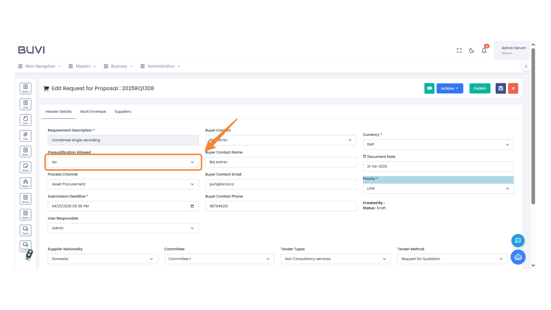 Prequalification Setting
