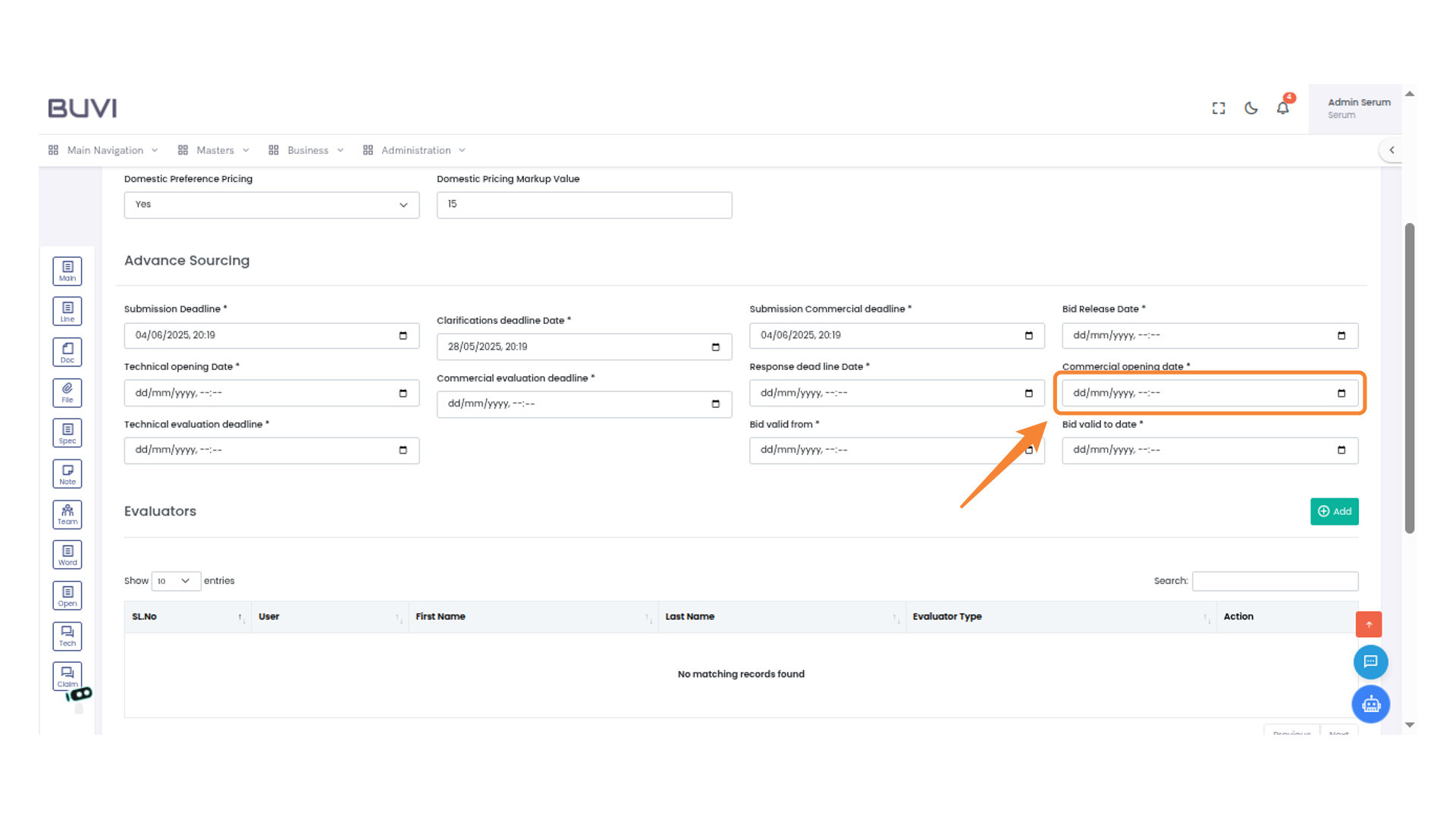 Enter Commercial Opening Date