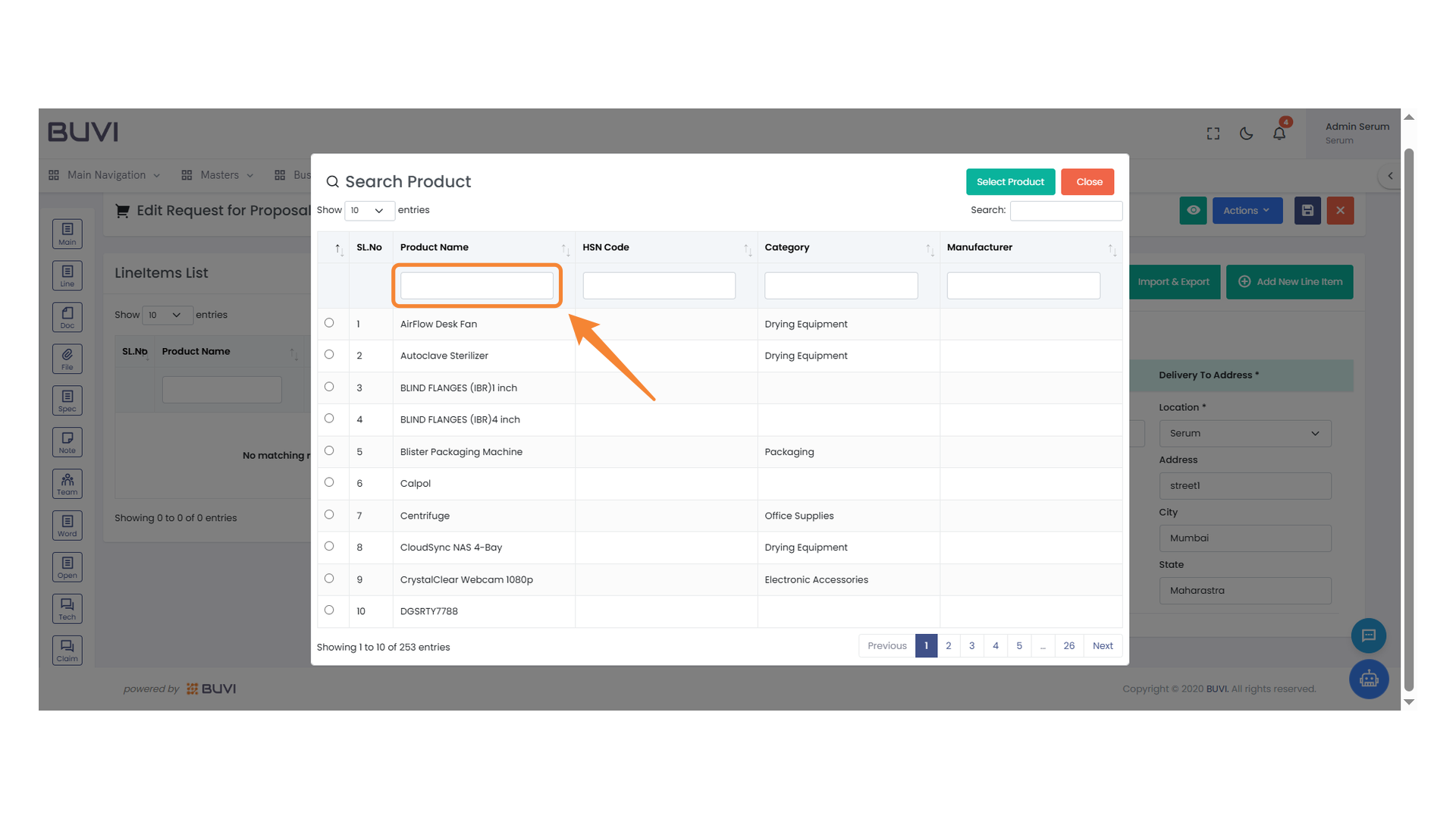 Product Name Input Field