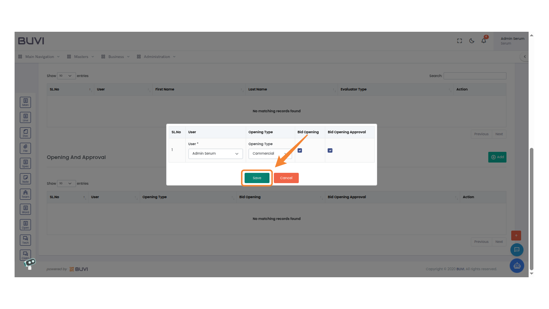 Add Opening and Approval Details