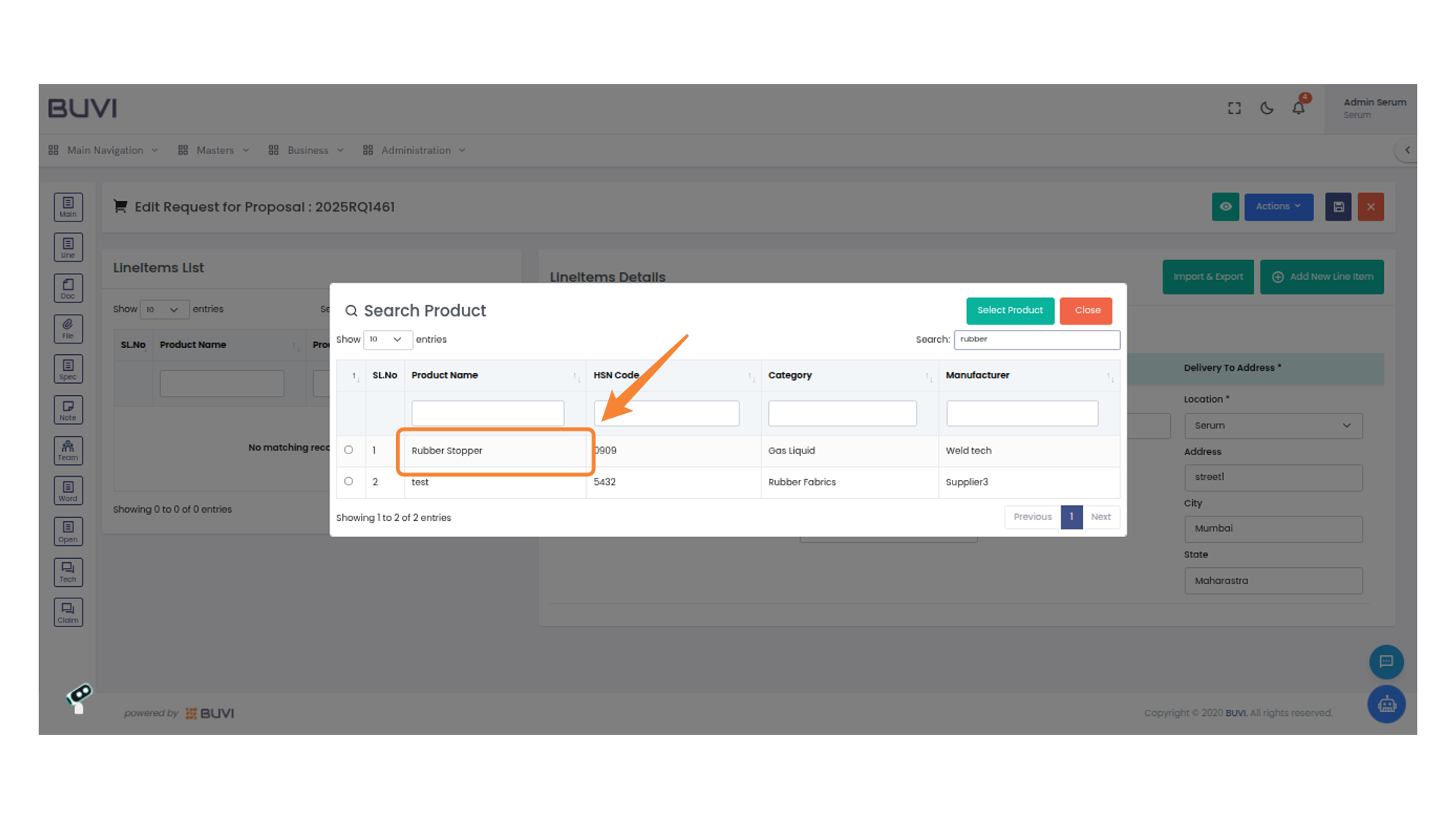 Select the Rubber Stopper Product