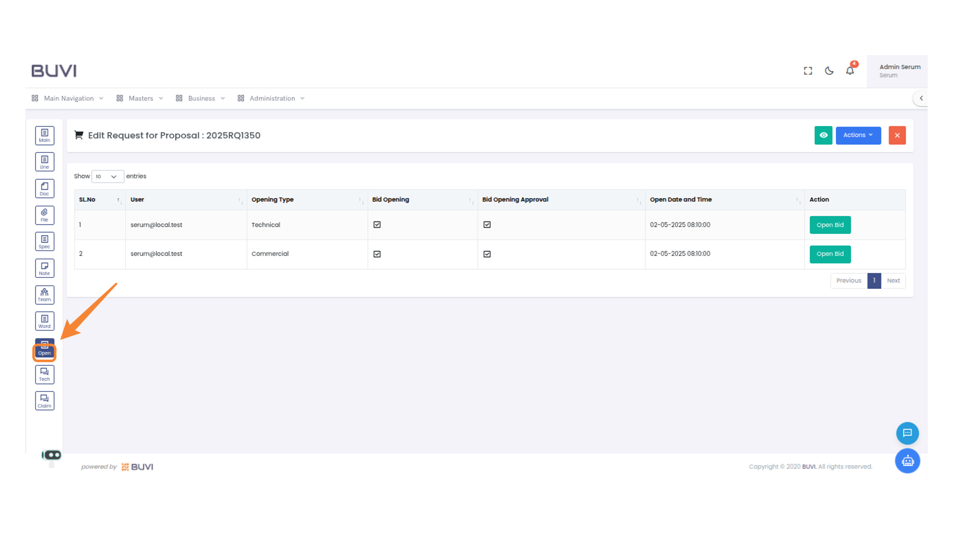 Open Button on Navigation Panel