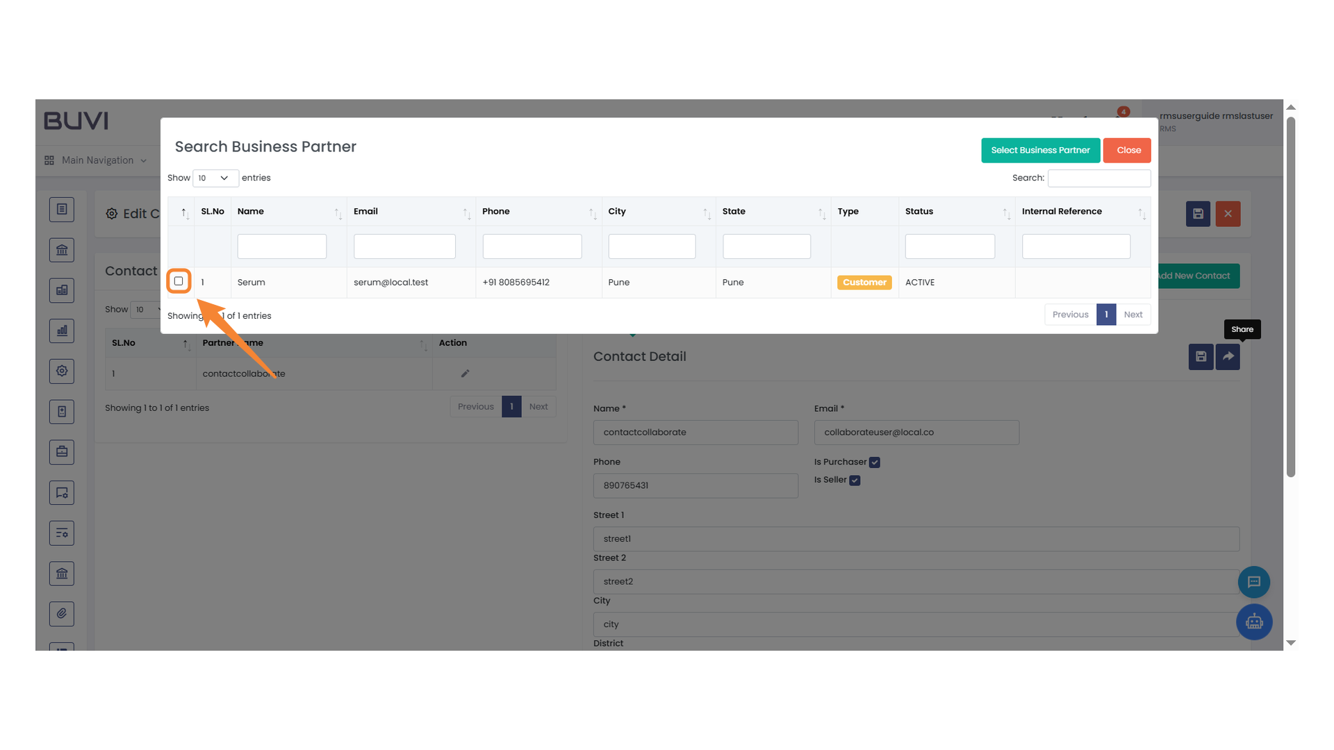 Select Entry Checkbox