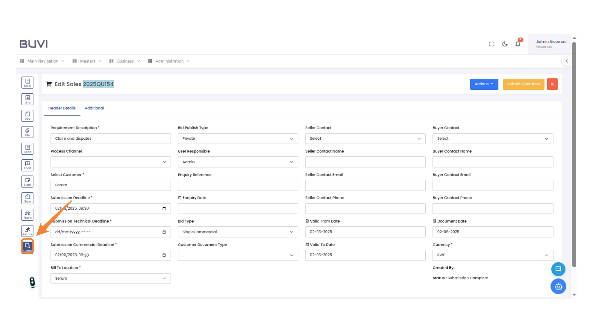 Navigate to Claims Section