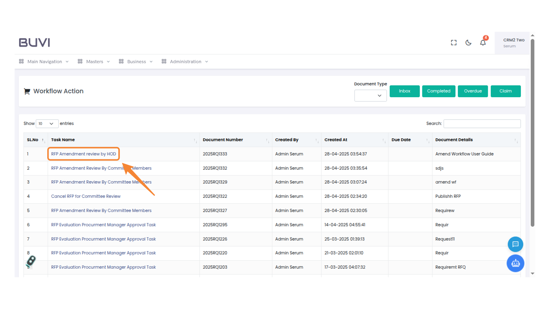 RFP Amendment Review Task