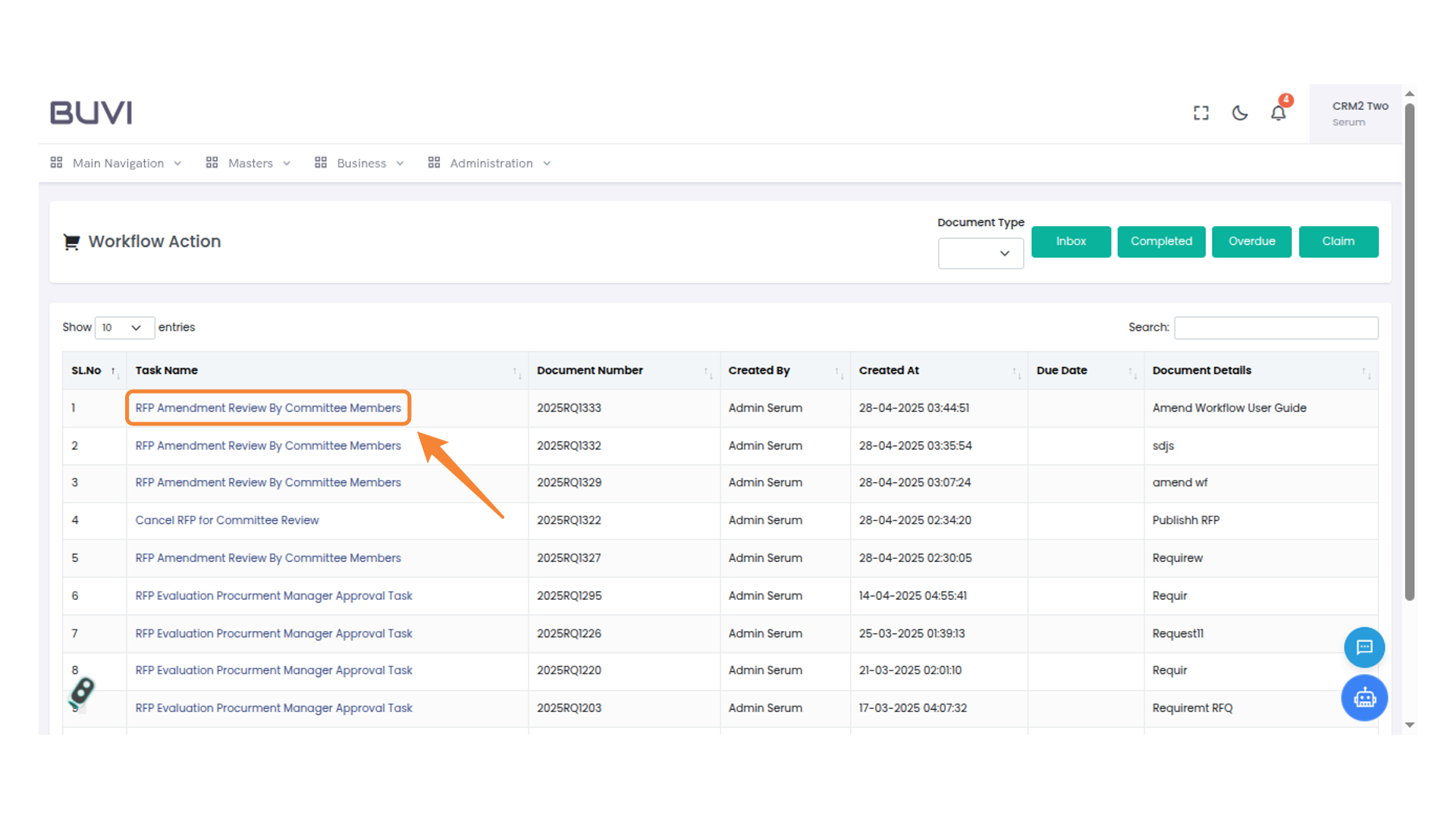 Review Task Highlighted