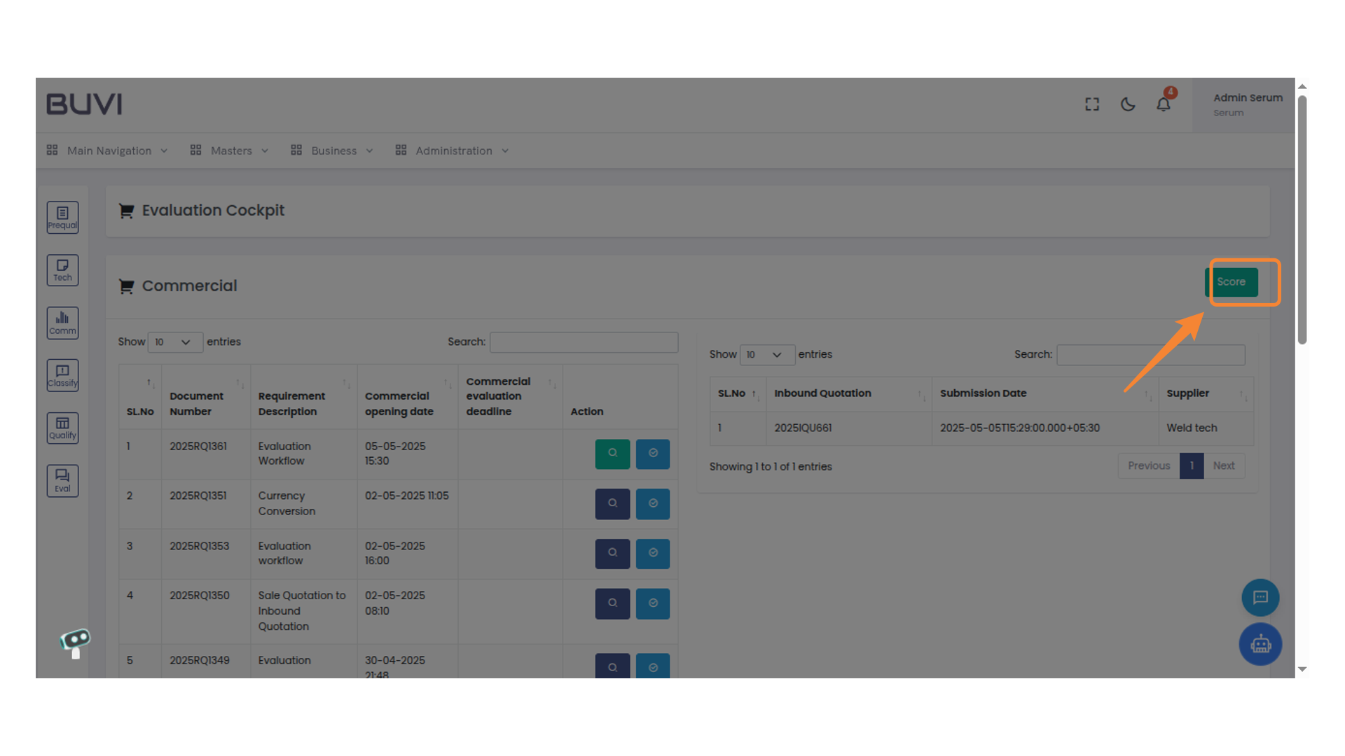 Score Button Interface