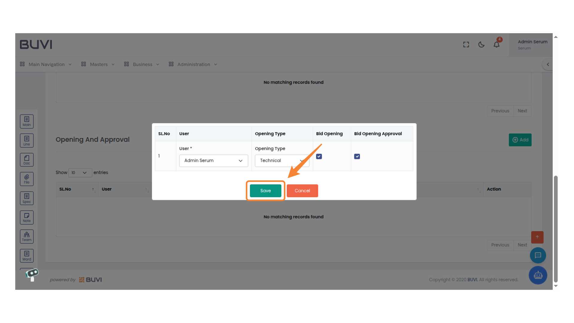 Save Button Highlighted