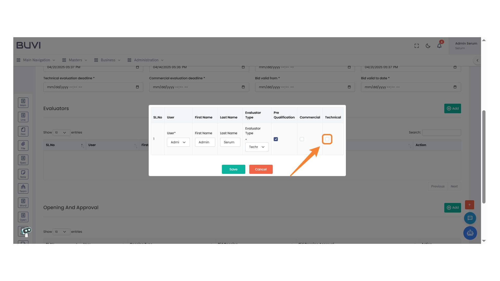 Technical Evaluation Checkbox