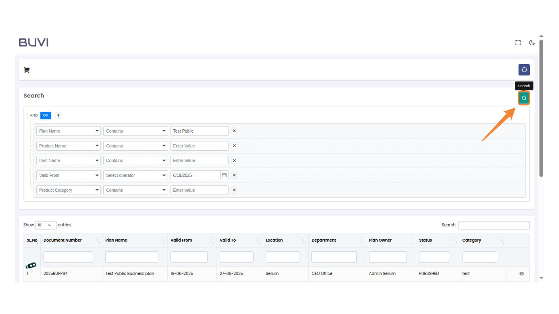 Initiate Search Action