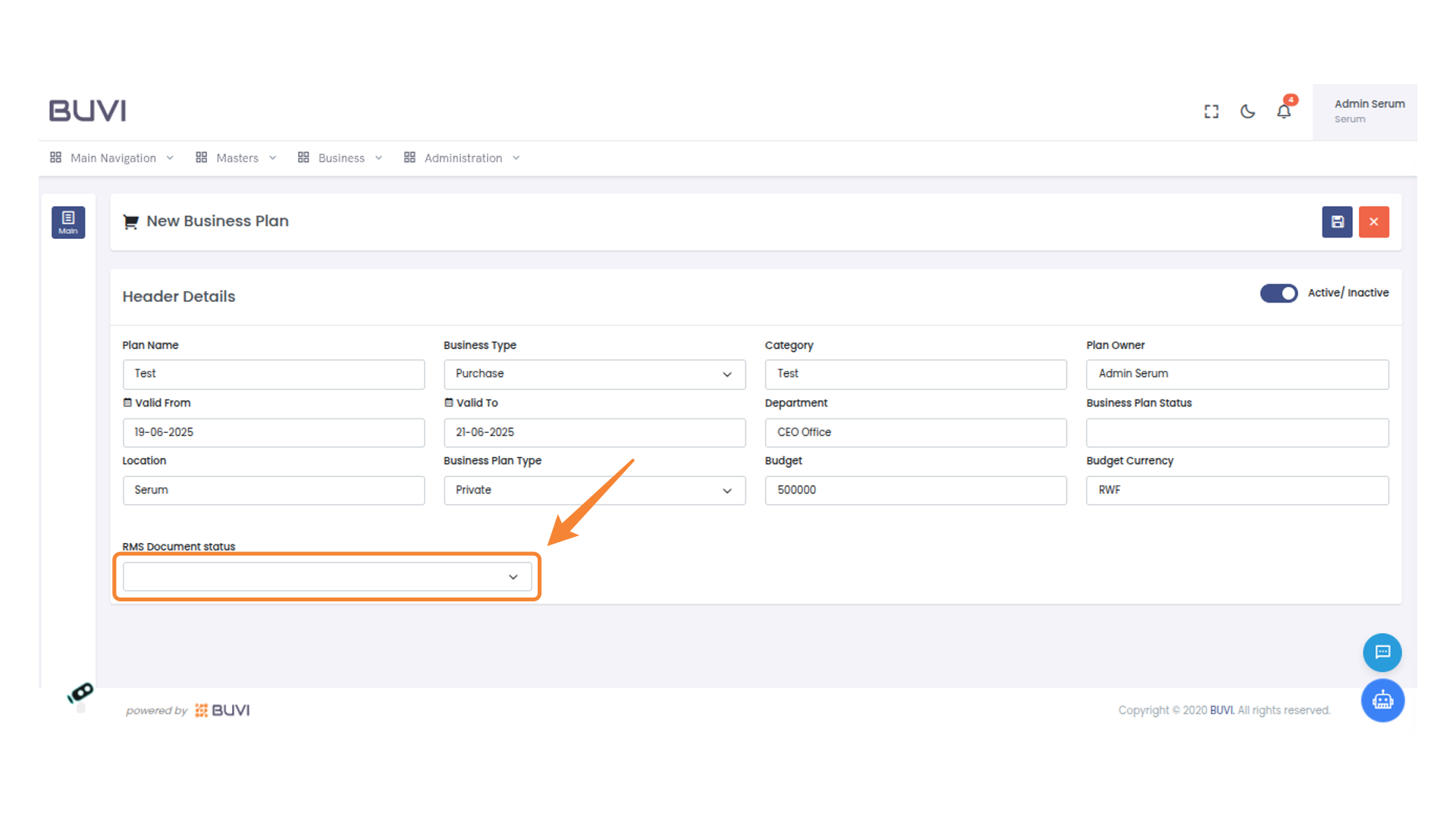 Select RMS Document Status