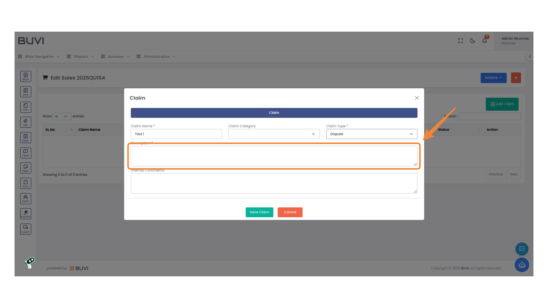 Enter Claim Description