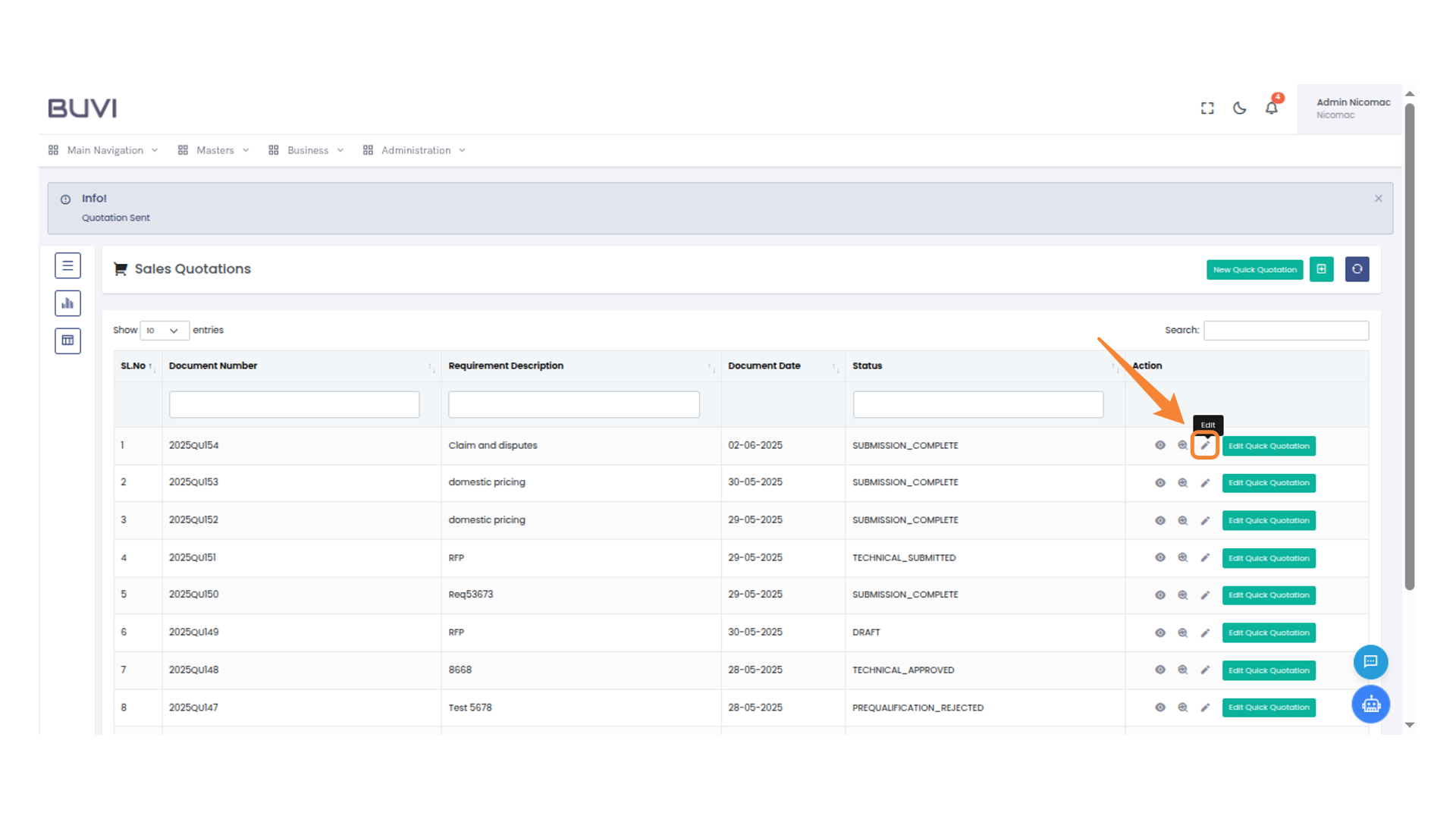 Edit Sales Quotation