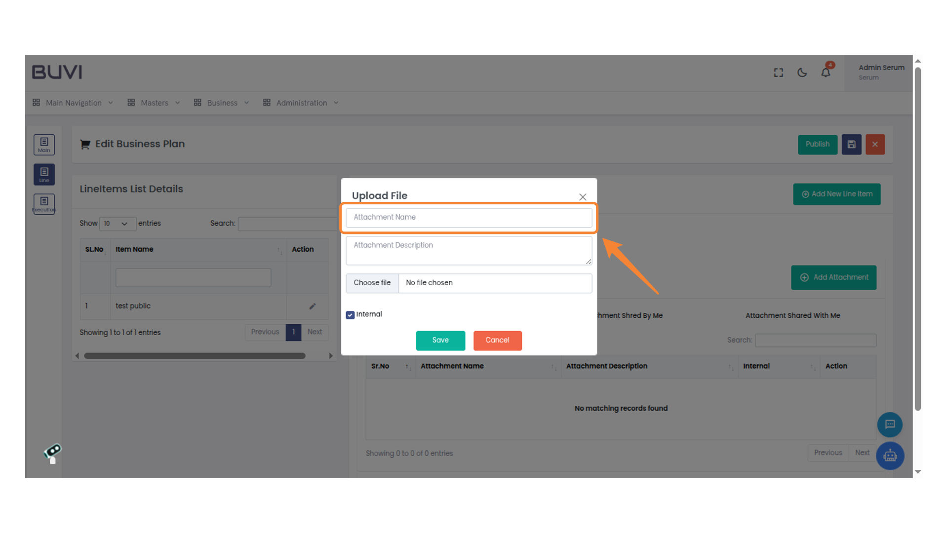 Enter Attachment Name