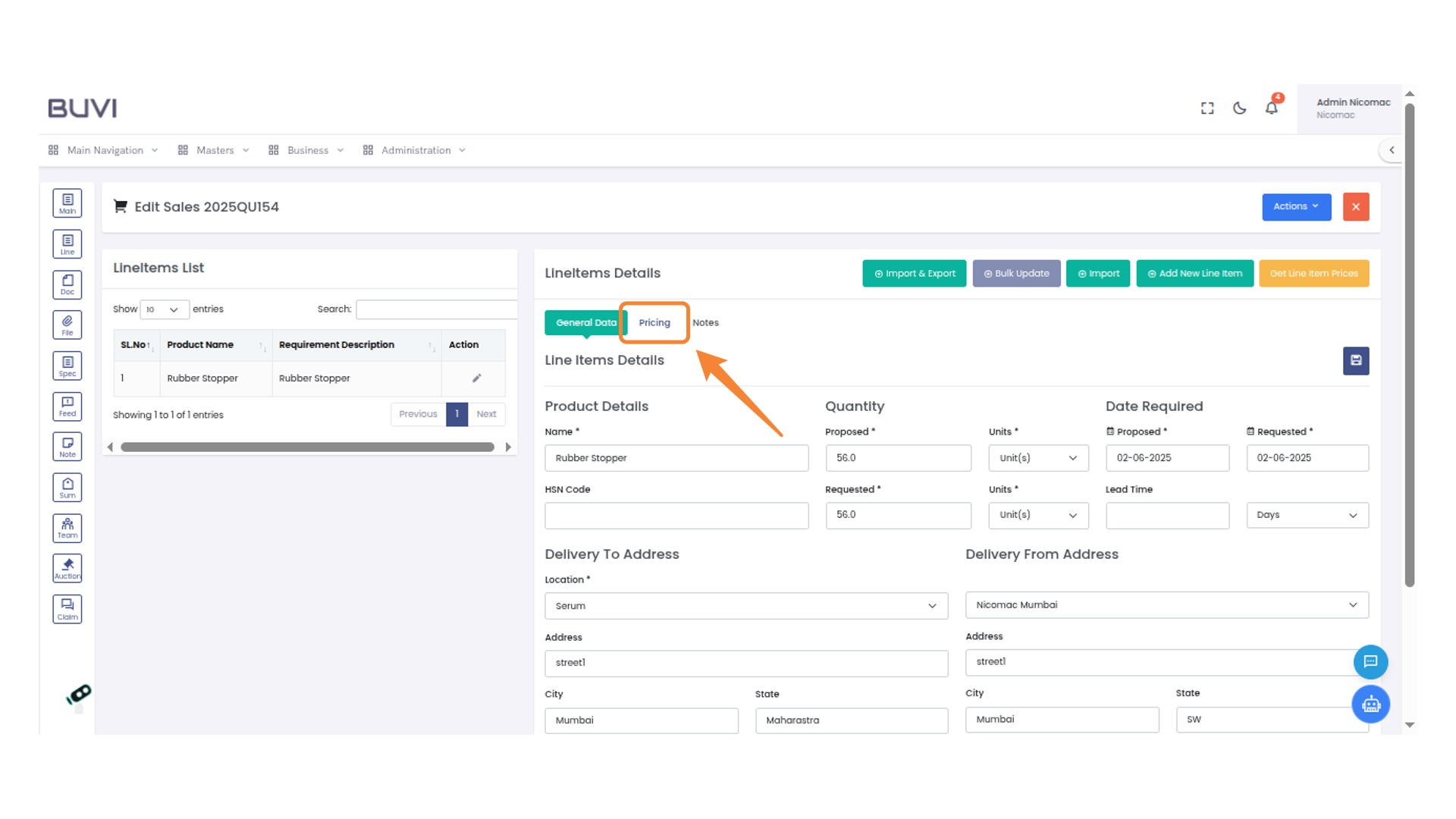 Switch to Pricing Tab