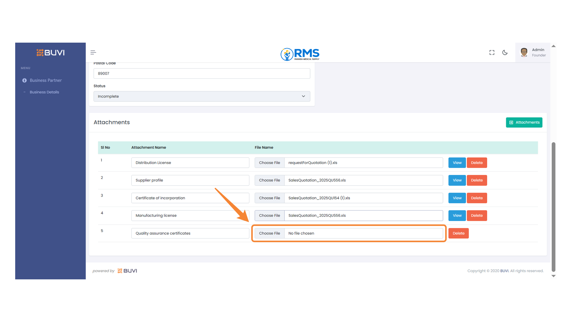 File Upload Option for Quality Assurance Certificates