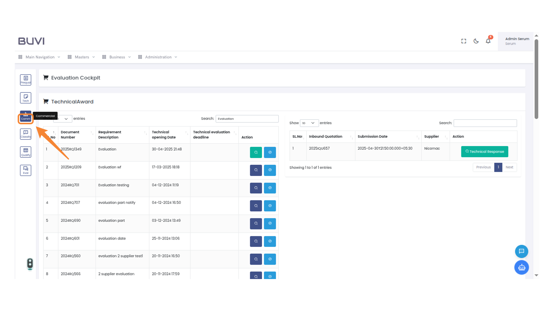 Commercial Section Button