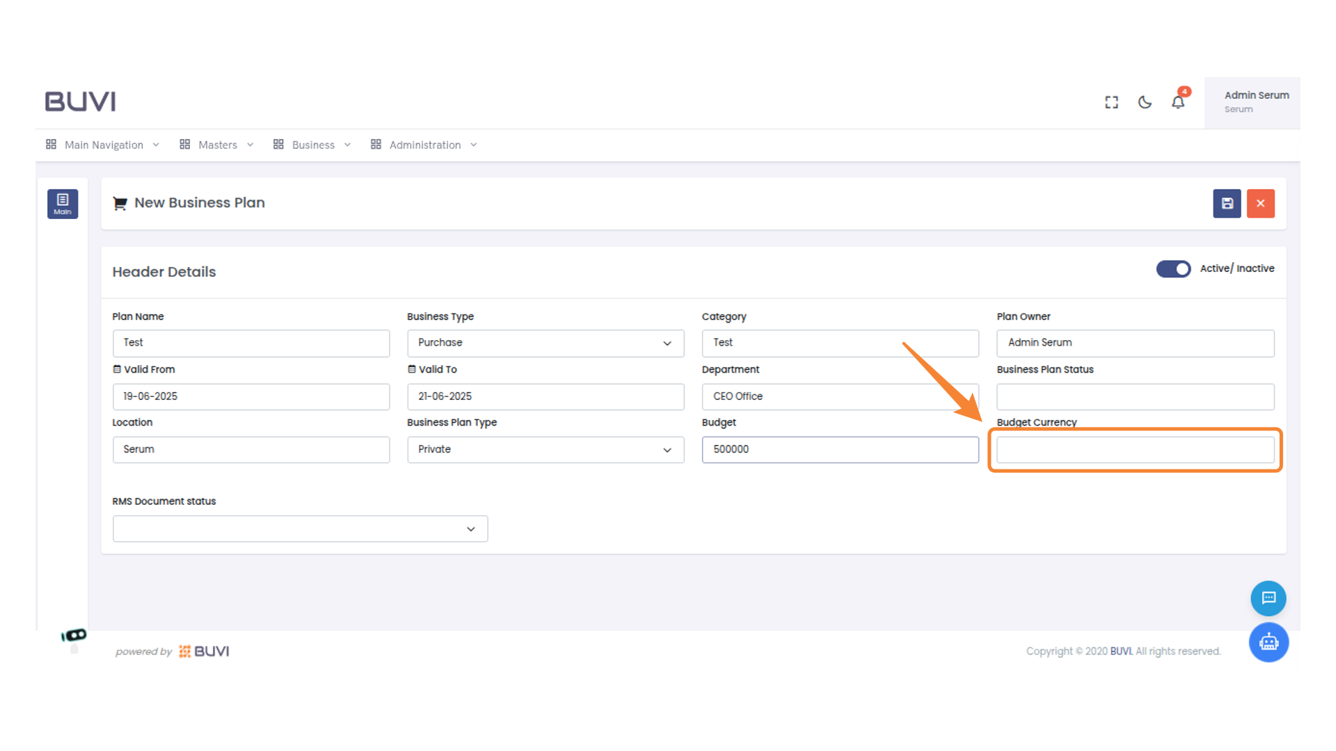 Enter Budget Currency