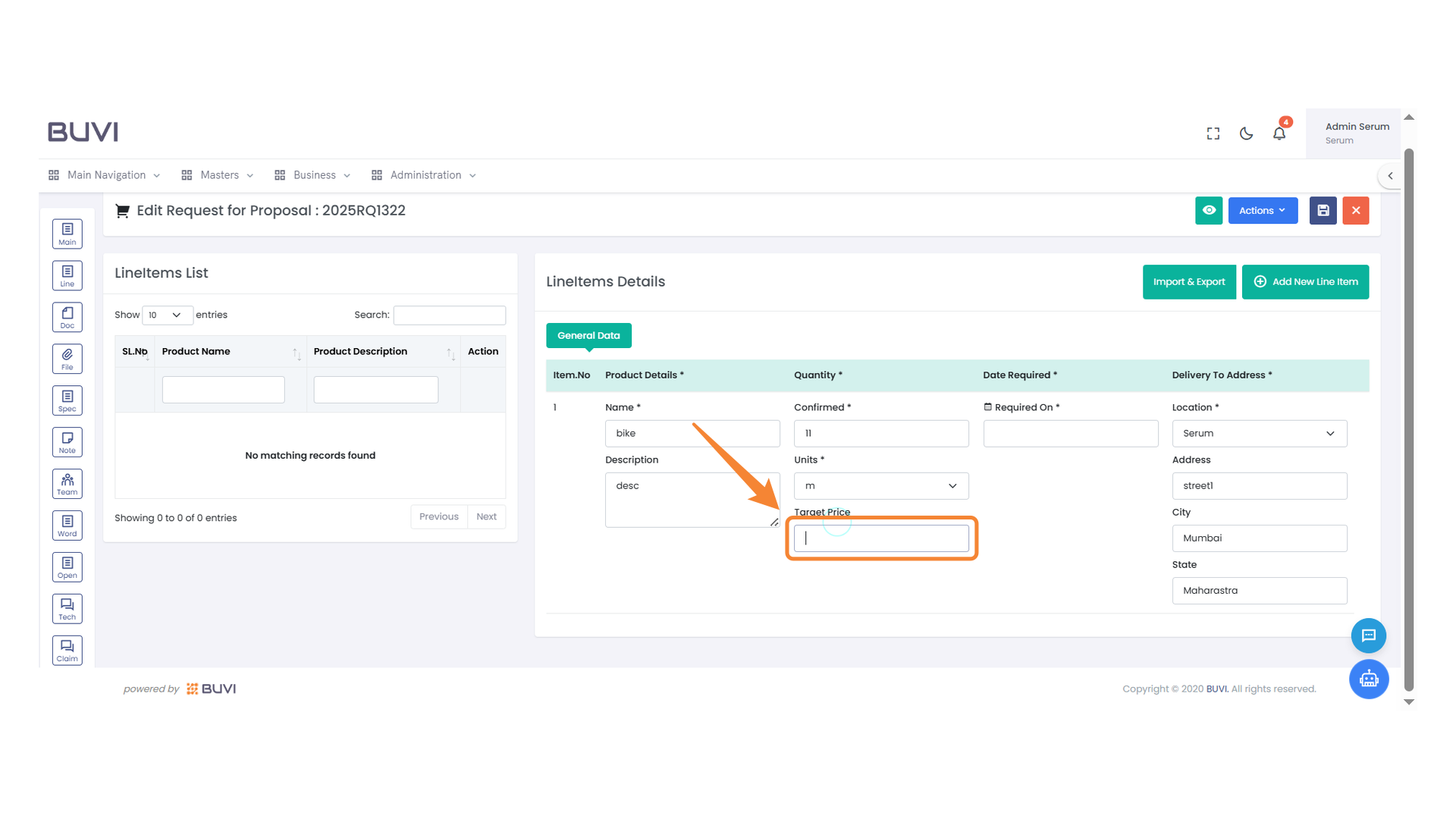 Target Price Input Field