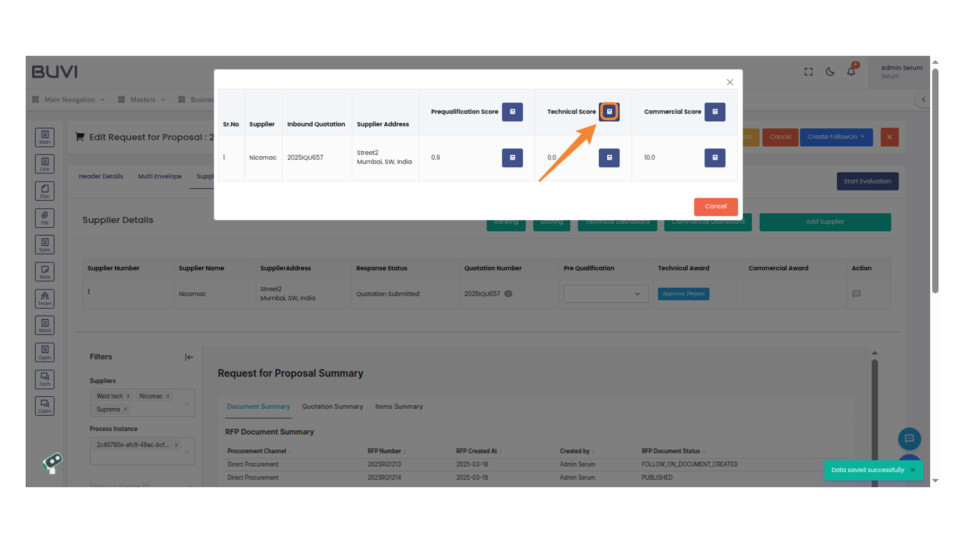 Technical Score Input
