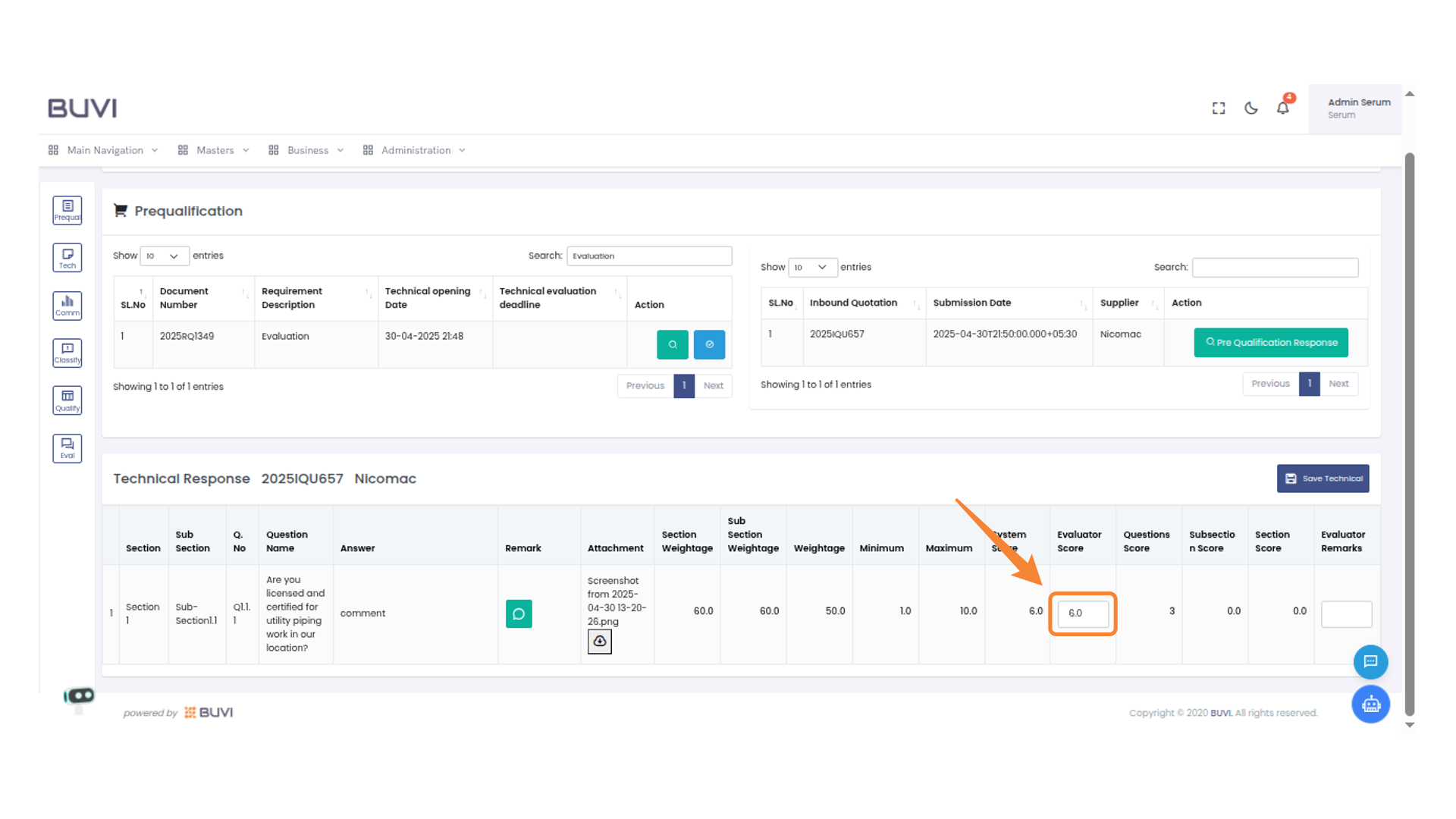 Evaluator Score Display