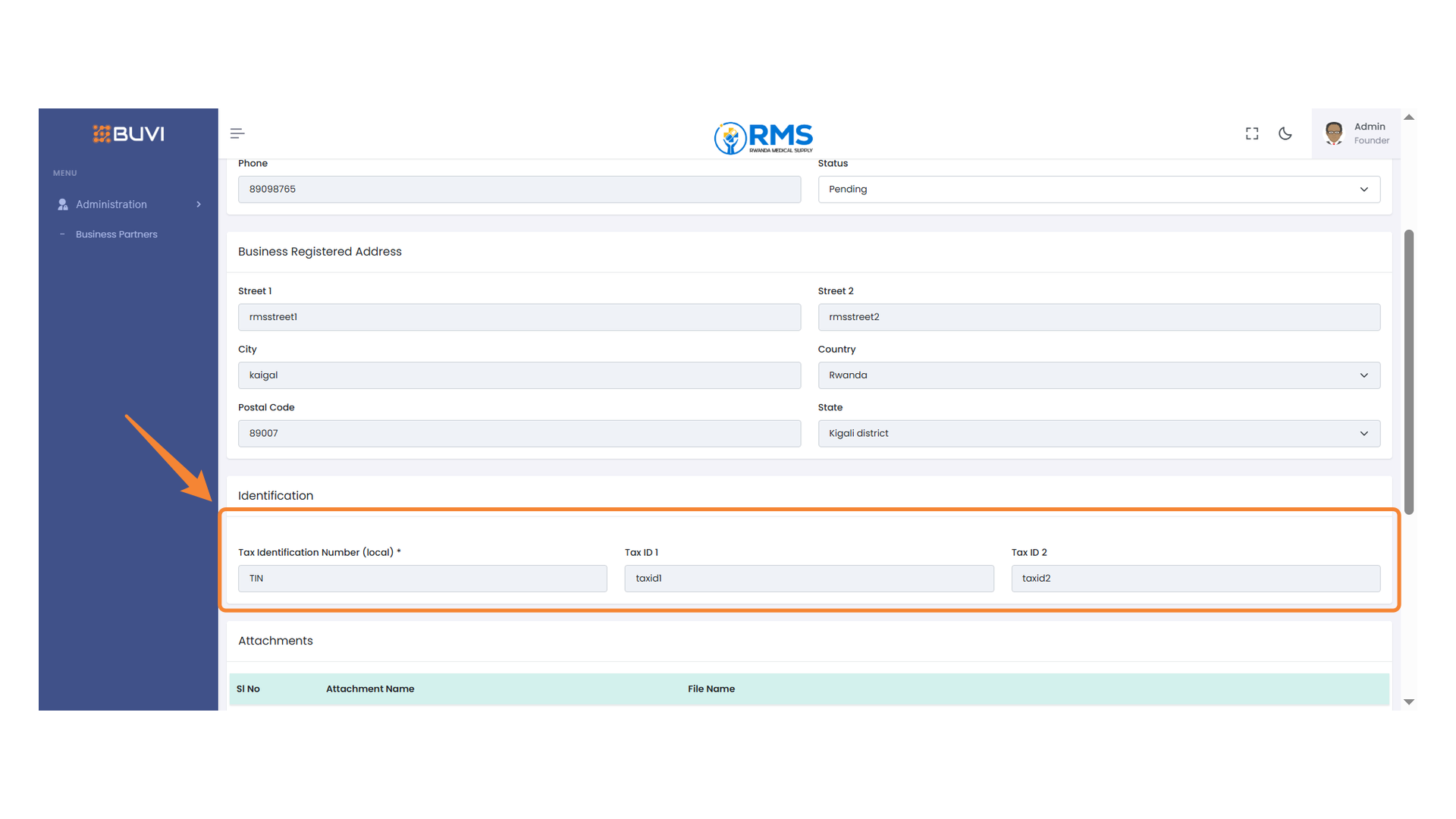Tax Identification Section