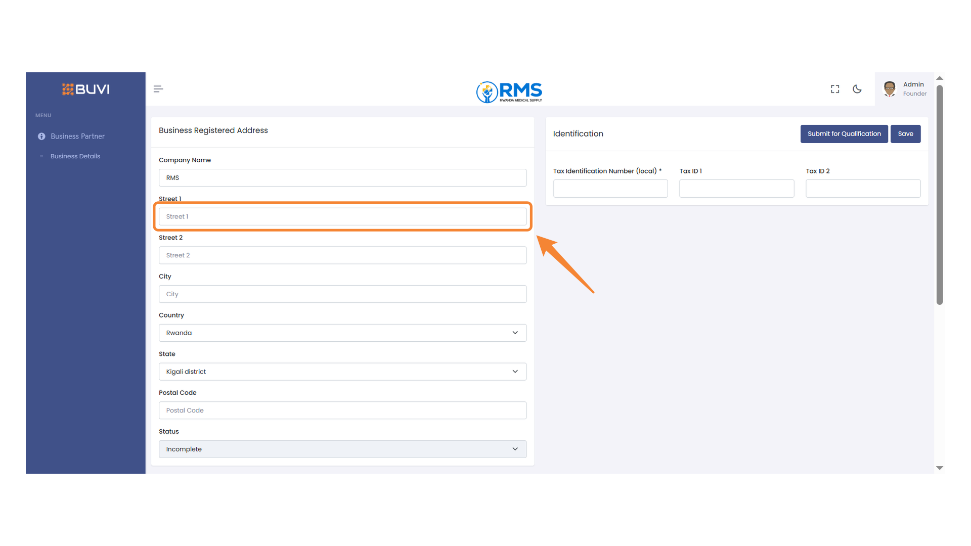 Street Address Entry Field