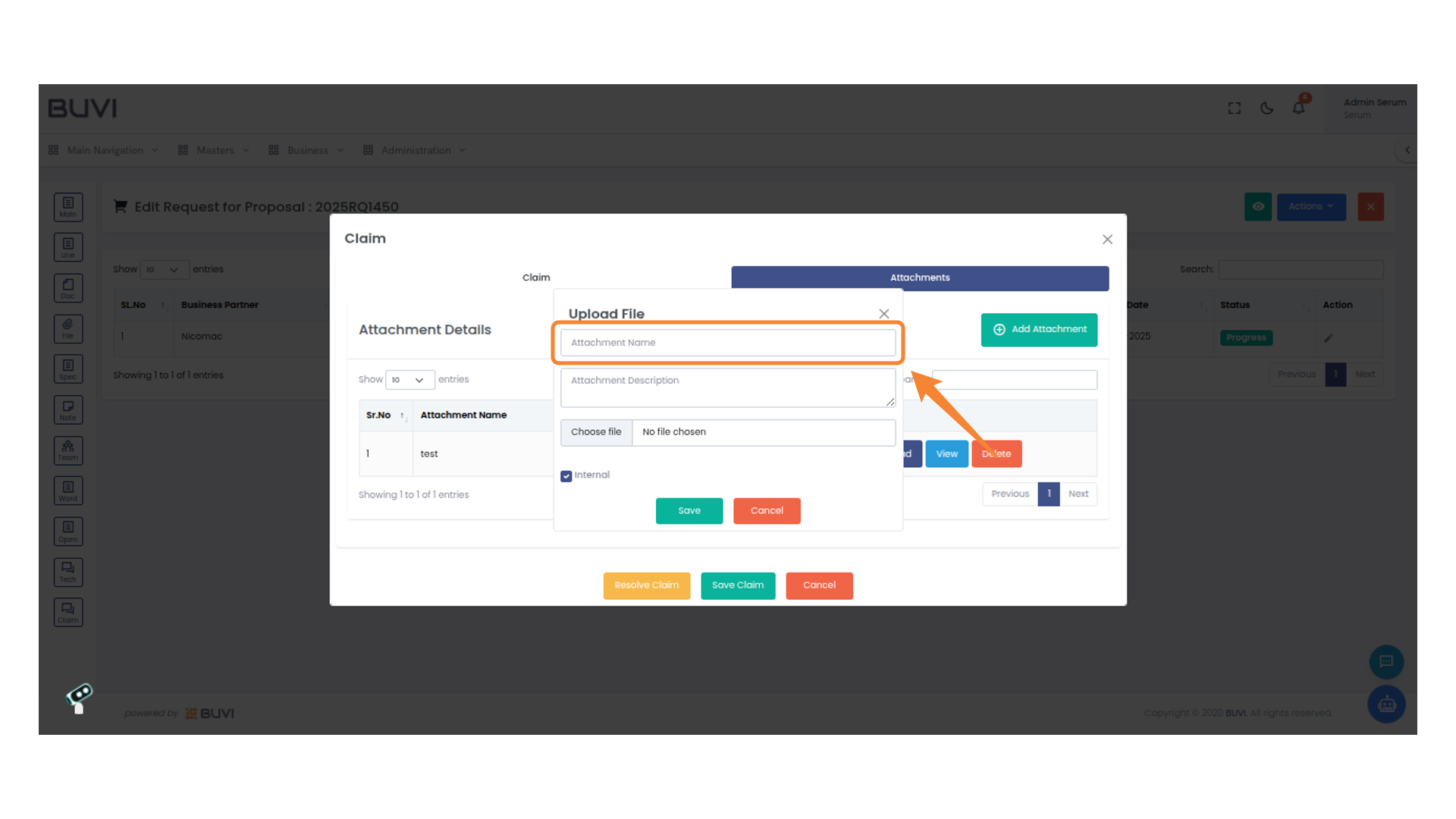 Enter Attachment Name