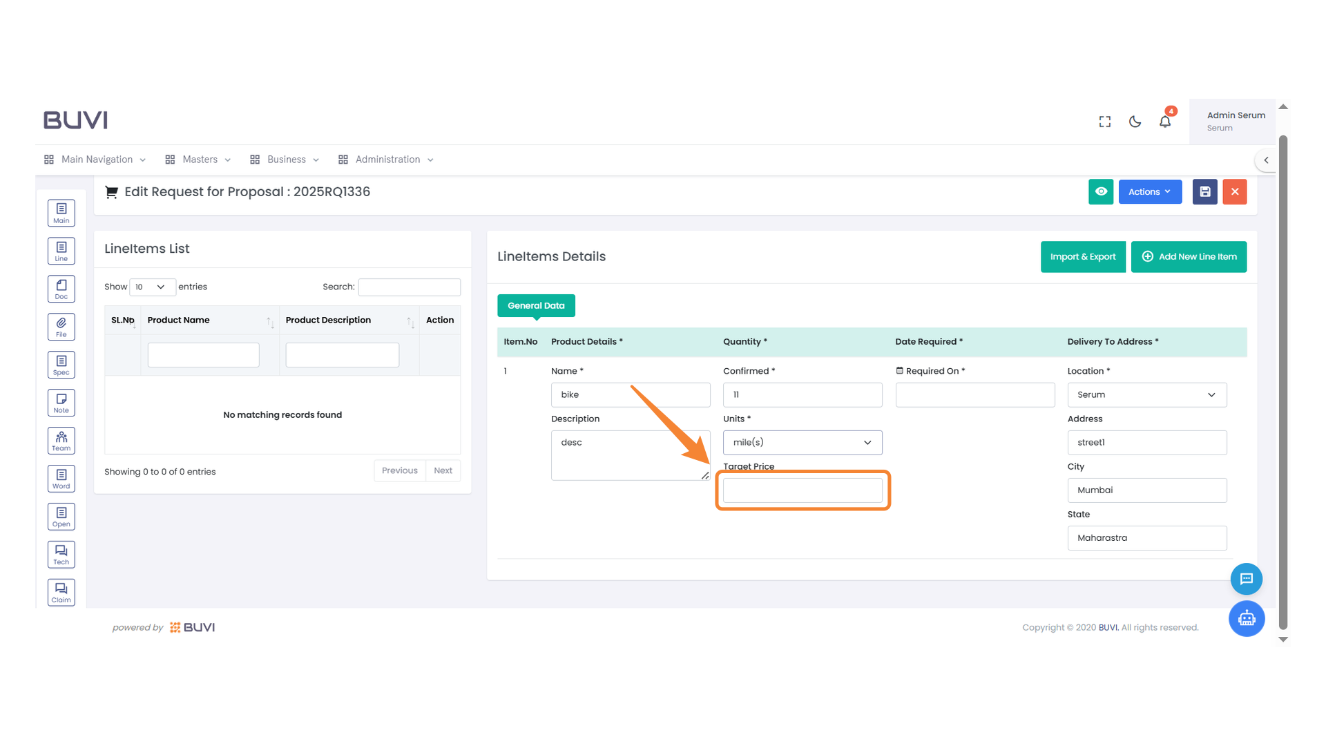 Target Price Input Field