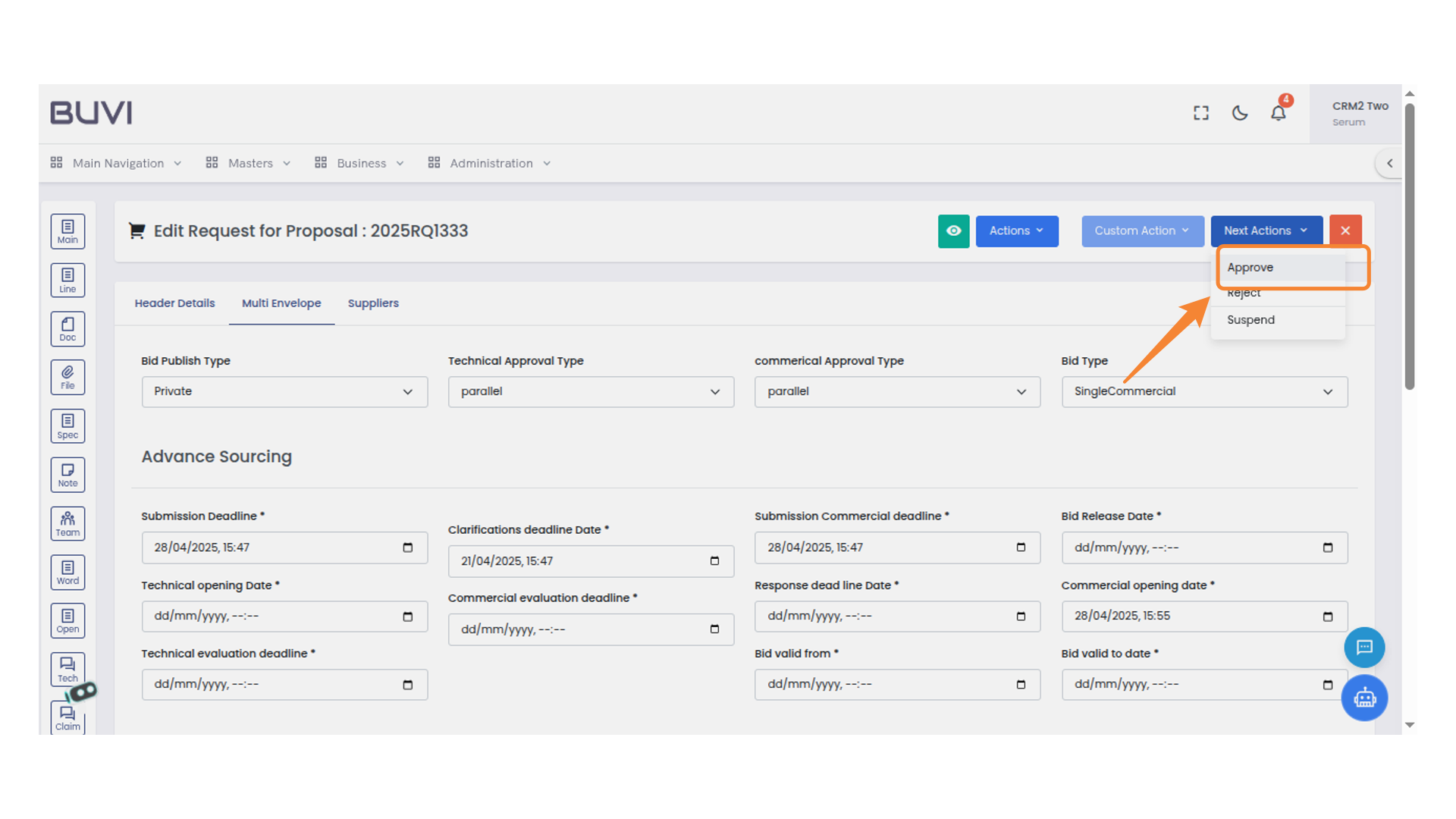 Approval Button in Proposal Form