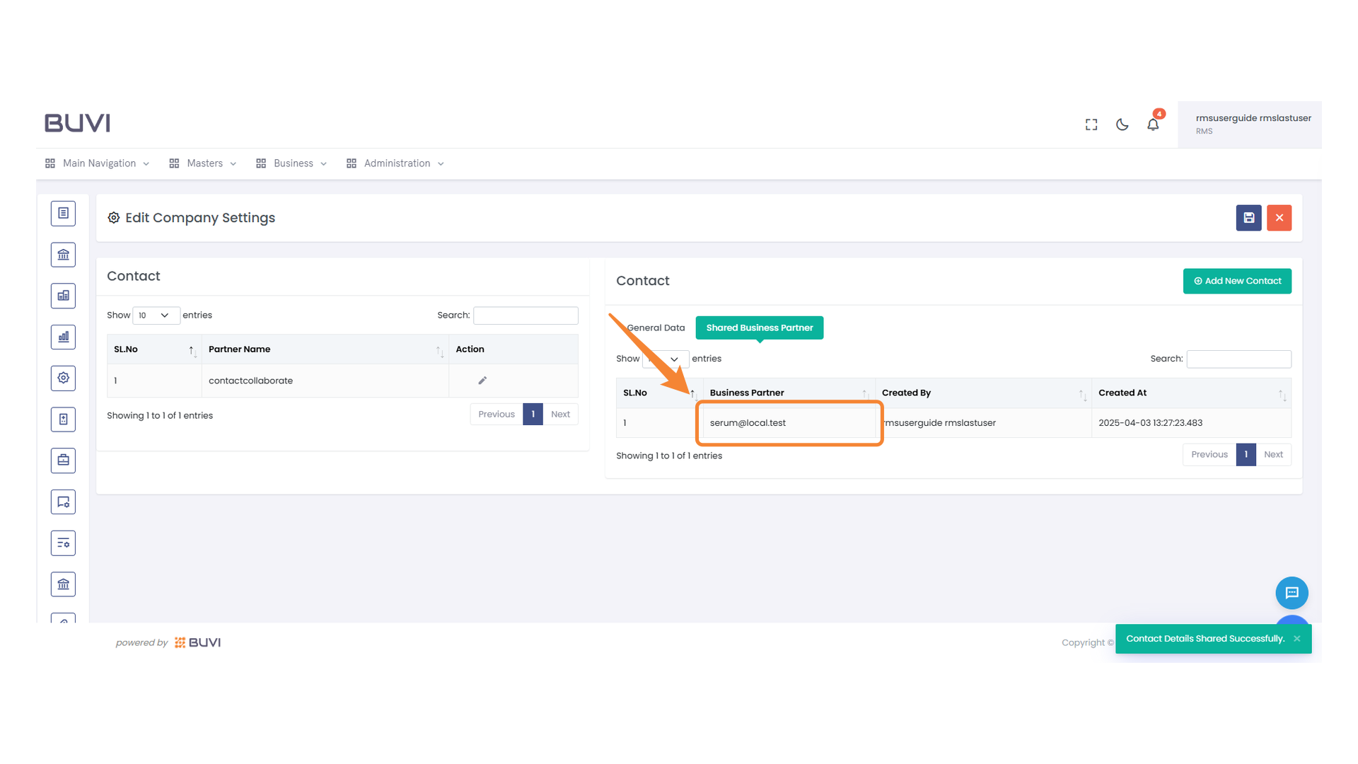 Highlighted Business Partner Email