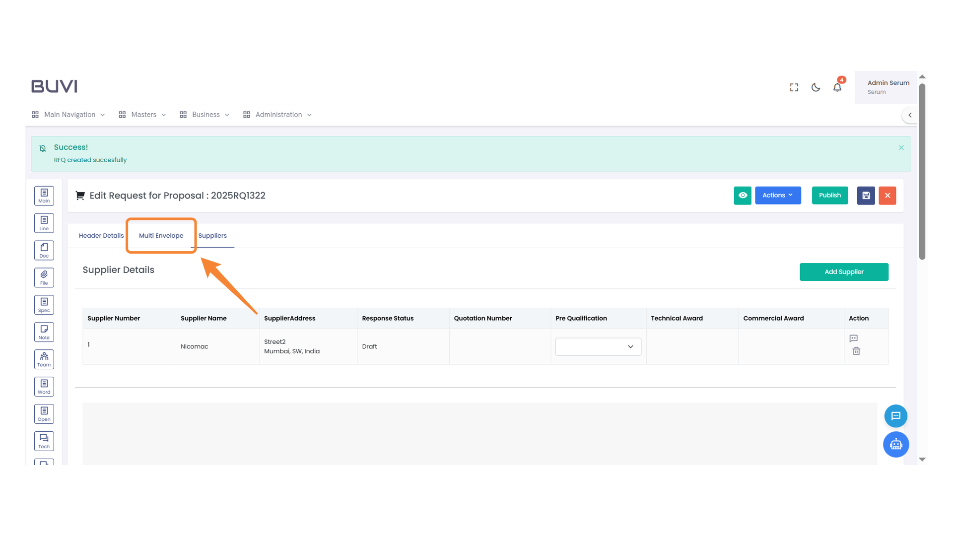 Multi Envelope Section