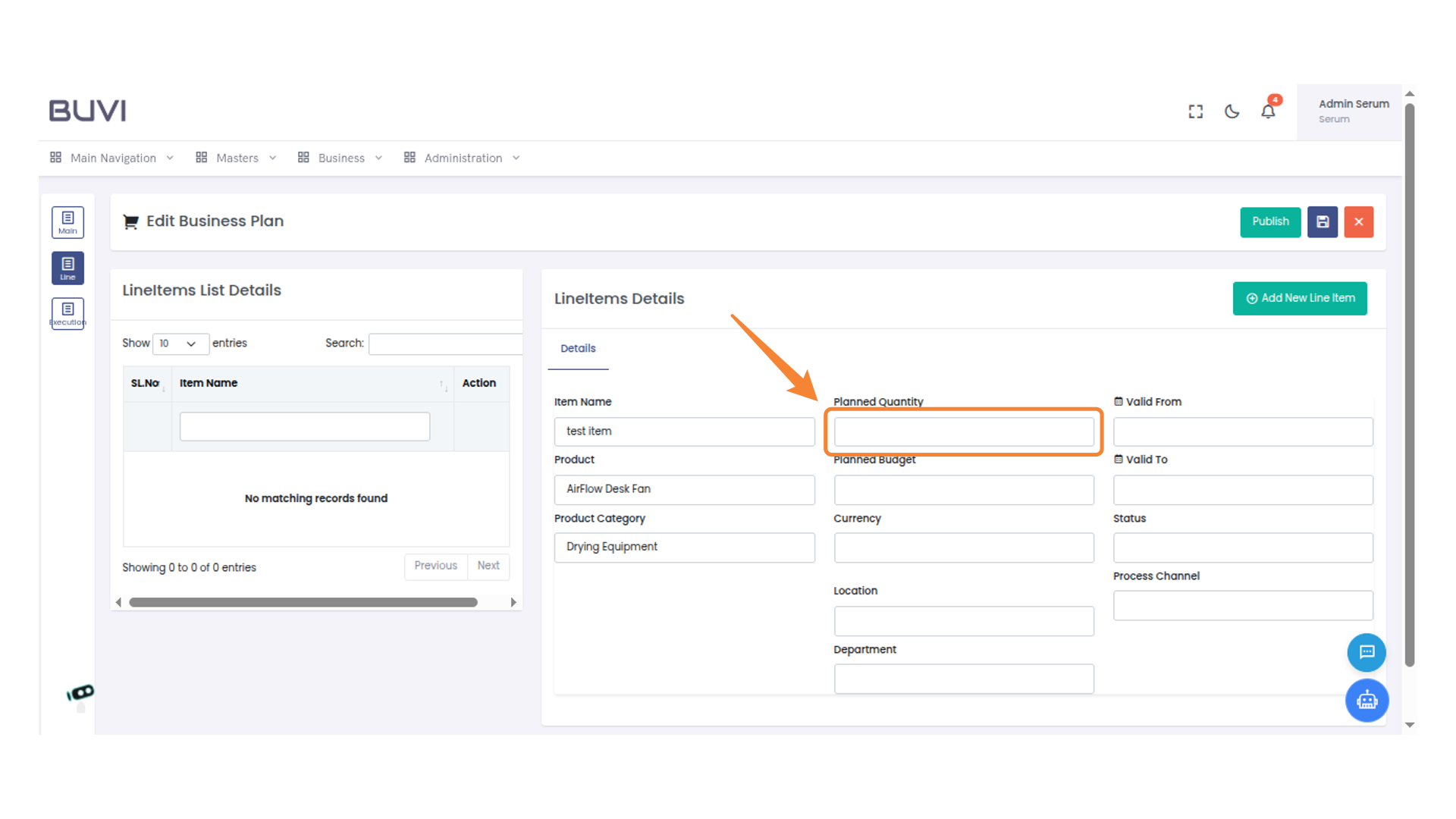 Enter Planned Quantity