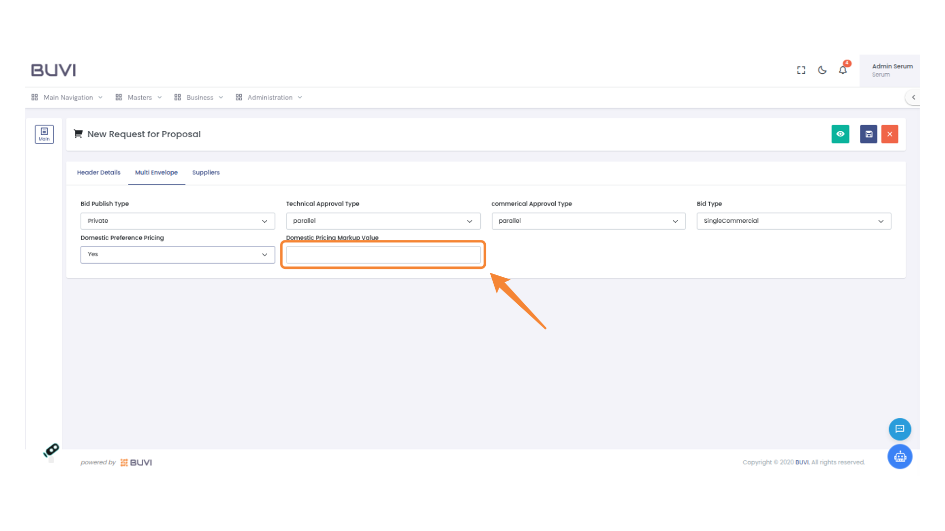 Enter Domestic Pricing Markup Value