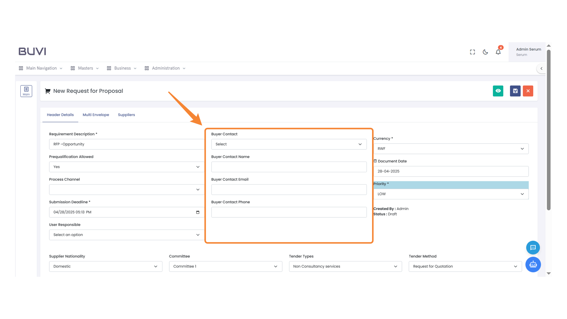 Buyer Contact Information