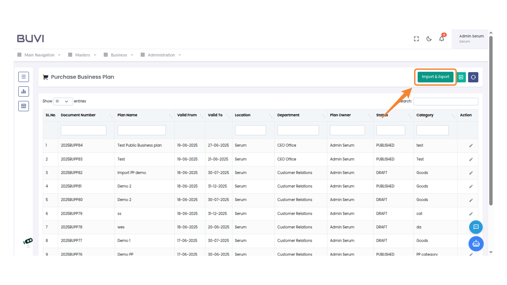 Initiate Import and Export Operations