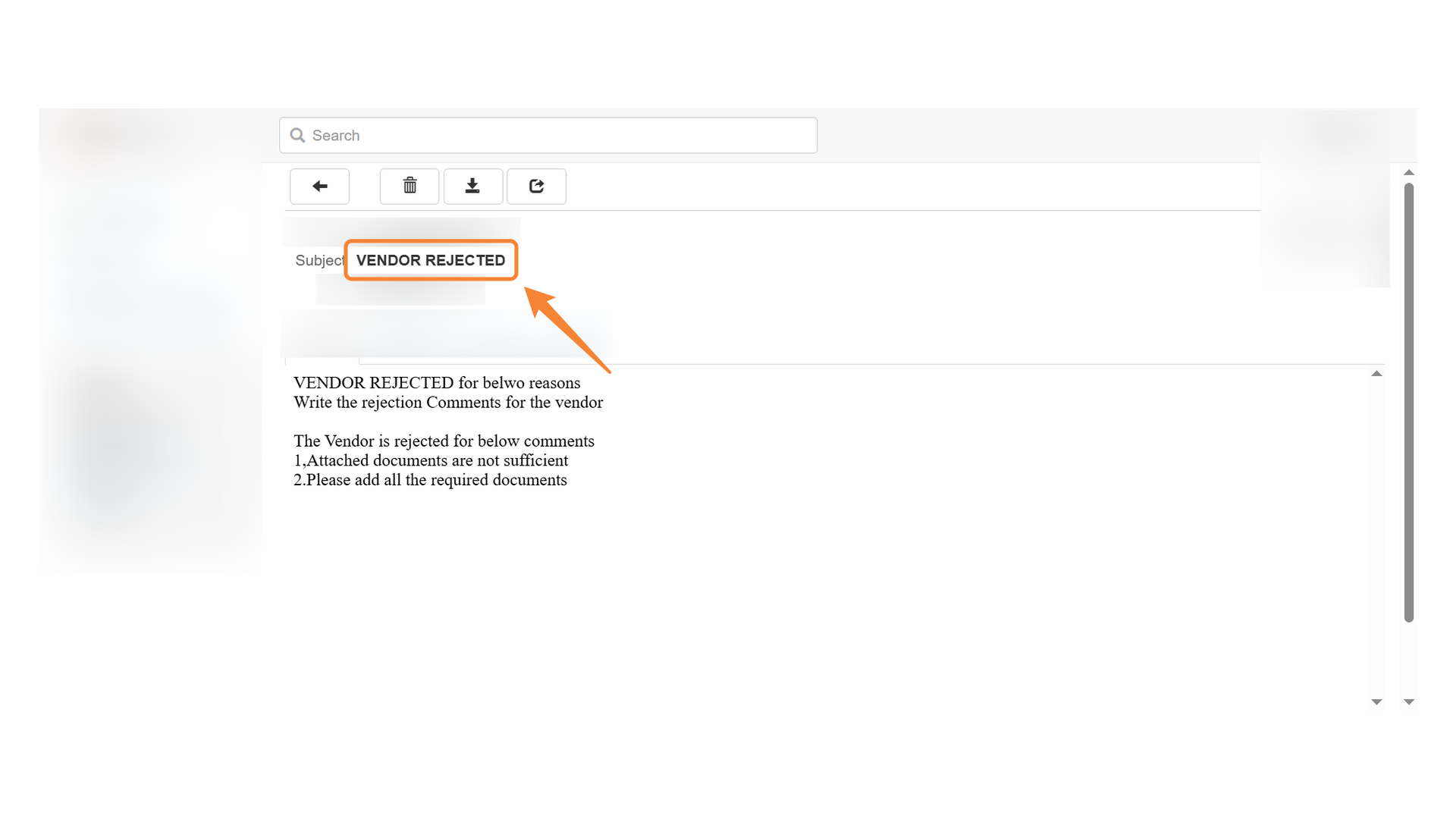 Vendor Rejection Notification