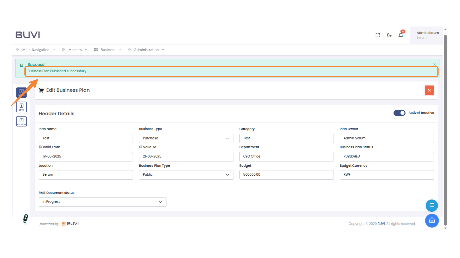 Business Plan Confirmation