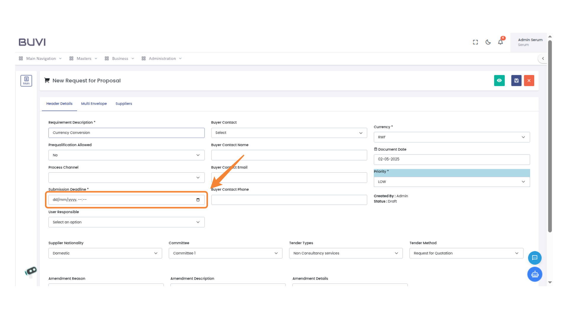 Submission Deadline Field