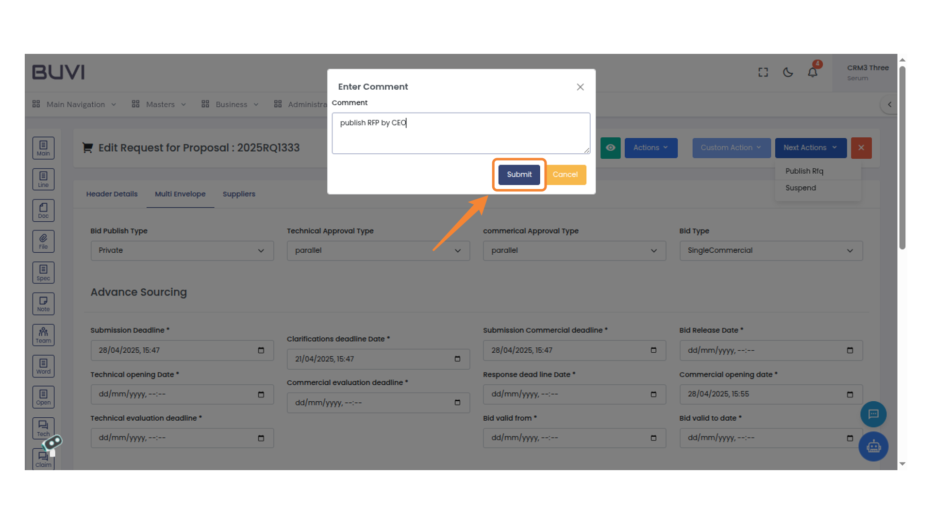 Submit Button for Proposal