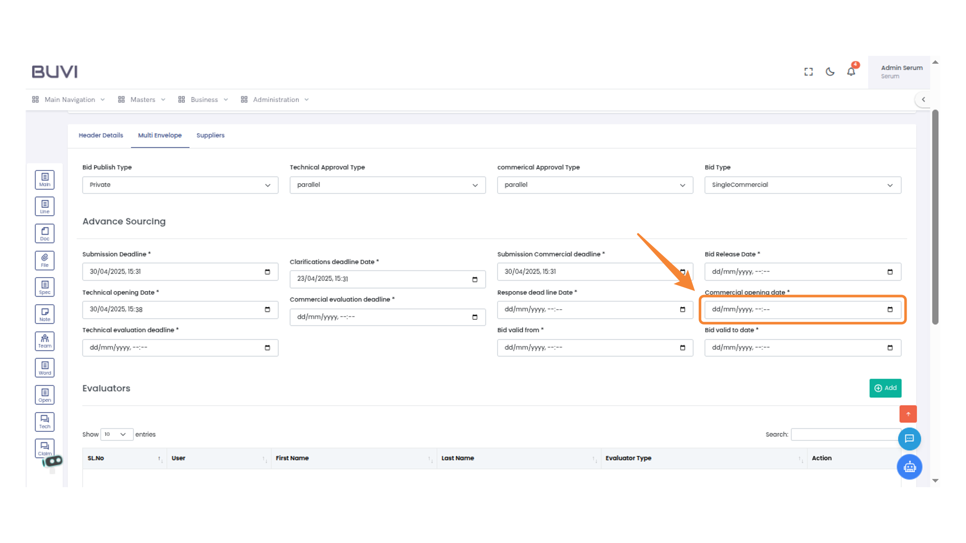Commercial Opening Date Field