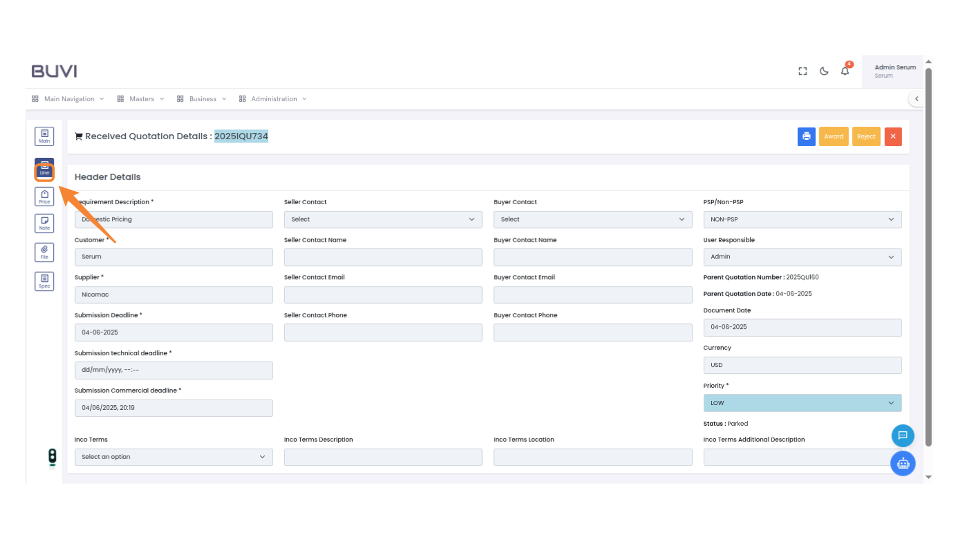 Access Line Item Details